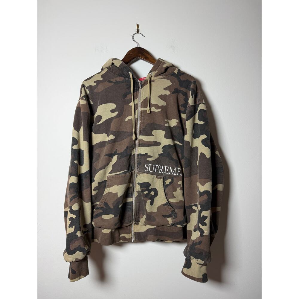 Supreme Zip Up Hoodie Brown Camo FW19